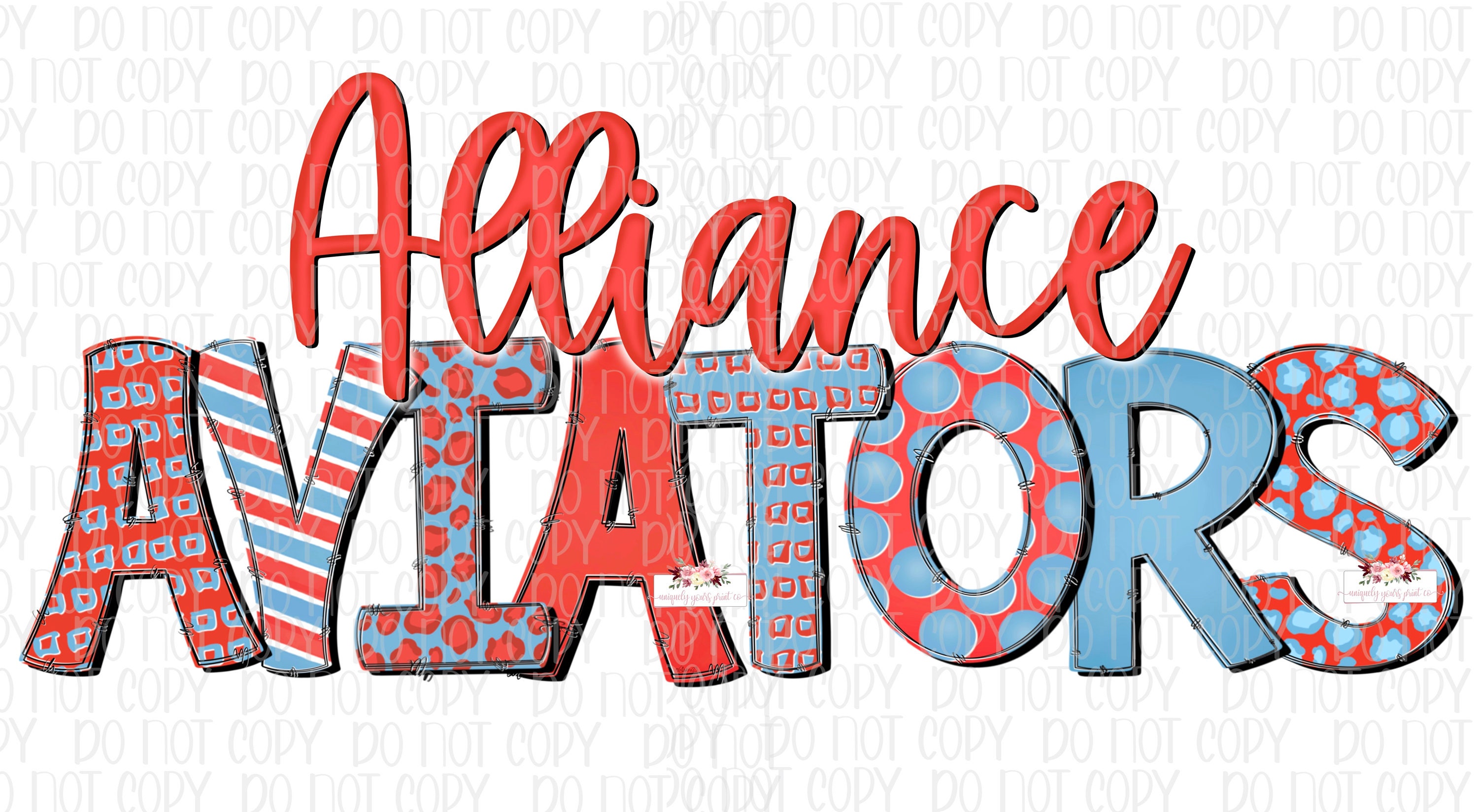 Alliance Aviators Digital Design | Columbia Blue and Red Aviators Design |  Hand Drawn | PNG | Sublimation | Printable Download | Aviators - Etsy, image size:3000x1649