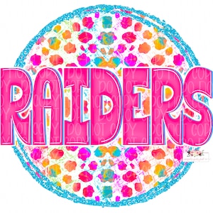 Raiders mascot digital design download cheetah tie dye with glitter frame | Instant Printable Design  | Sublimation Design | hand drawn
