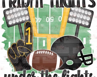 Black and Gold Football Digital Design | Friday Nights Football field PNG | Hand drawn | Sublimation | Digital Download |