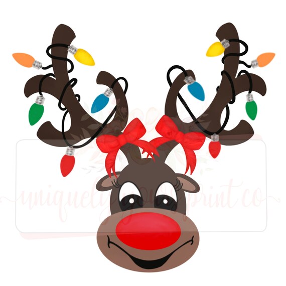Girl Reindeer With Lights PNG Christmas Sublimation Etsy