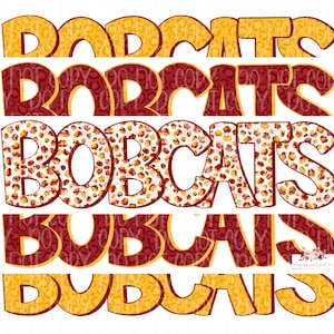 Bobcats Stack digital design | Hand drawn | Mascot Printable Stack | School Spirit | high school Mascot png | Yellow Maroon