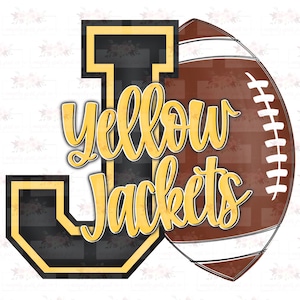 Yellow Jackets football digital design | Black and Yellow Gold| Hand drawn | School Spirit | Digital Download | jackets fan |