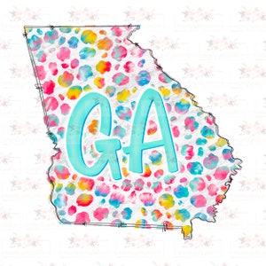 Georgia leopard tie dye state doodle | Hand drawn | Sublimation | Digital design Download | PNG |