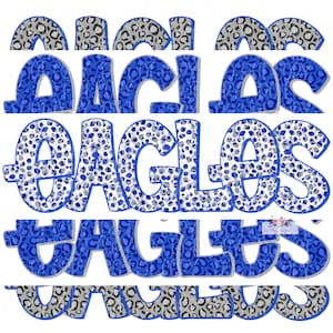 Adler Digital Design | Blau und Grau Adler Maskottchen | Gepard Tie Dye & Leopard | Digitaler Download | Handgezeichnet | PNG |