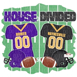House Divided Football Digital Design | Purple Homer | Black Haynesville  | Hand drawn | Sublimation | Digital Download |