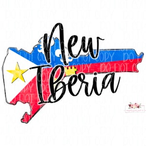 Iberia Parish digital design | Acadian Flag | Acadiana | Louisiana | Cajun | Hand drawn | PNG | Sublimation | New Iberia
