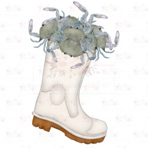 Bota de Camarones con Cangrejos Diseño digital / Luisiana/ Cajun / Dibujado a mano / PNG / Sublimación / diseño Descargar / Acadiana