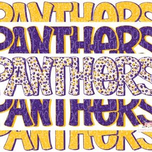Purple & Gold Panthers digital design | Hand drawn | Mascot Printable Stack | School Spirit | Digital Download | high school Mascot