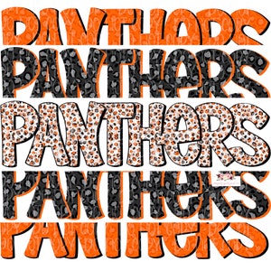 Orange & black Panthers digital design | Hand drawn | Mascot Printable Stack | School Spirit | Digital Download | high school Mascot png |
