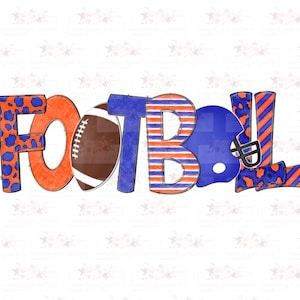 Orange and Royal Blue Football Design | Hand drawn | PNG | Sublimation | Digital Download |