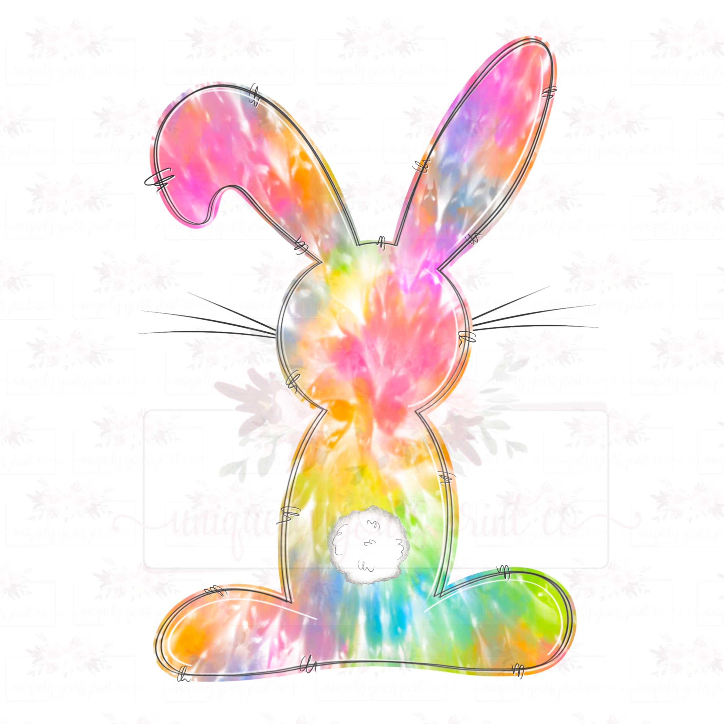 Bright Tie Dye Bunny Doodle Tie Dye Rabbit Png Hand Drawn Etsy