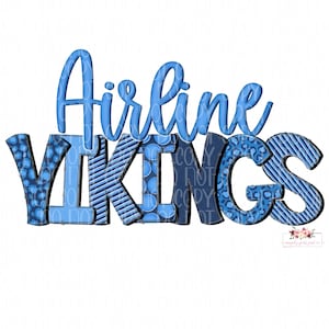 Columbia and Navy Airline Vikings Doodle digital Design download | Hand drawn | PNG | Sublimation | Viking Spirit Clipart