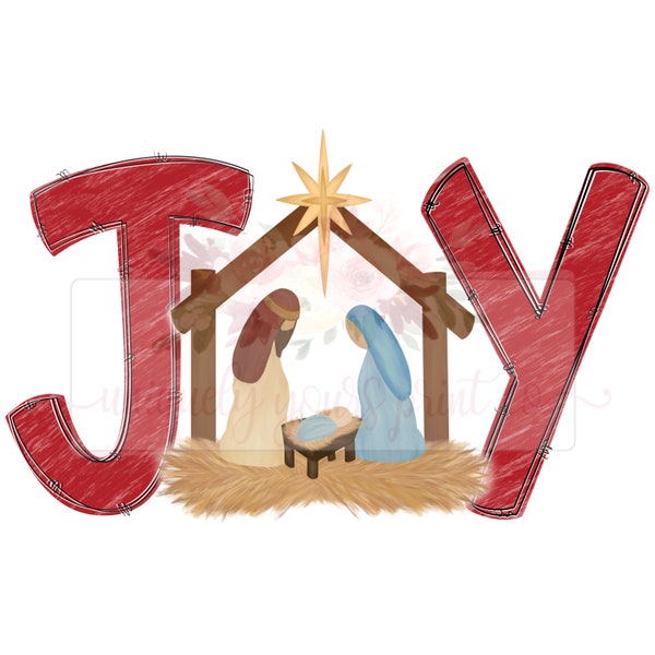 Holy Family Joy Red | Baby Jesus |Christmas |  Printable Design | instant Download | PNG | Sublimation | Hand Drawn | Nativity