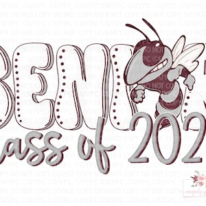 May include: A graphic design featuring the text "SENIOR class of 2026" in a bubble font, with a cartoon hornet mascot. The design uses gray, white, and maroon colors, suitable for graduation-themed products.