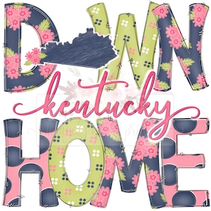 Down Home Kentucky floral doodle | State Pride digital design | Hand drawn | instant digital Design download | Sublimation | PNG