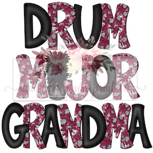 Maroon, Gray & Black tie dye Cheetah Drum Major Grandma Doodle | Hand drawn | PNG | Sublimation | Digital Download |Drum Major Grandma
