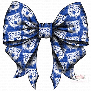 Wildcat Bobcat Coquette Bow digital Design | Hand drawn | PNG | Digital Download | Royal Blue
