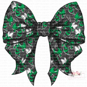 Hornets Jackets Coquette Bow digital Design | Hand drawn | PNG | Sublimation | Digital Download | Green Black and white