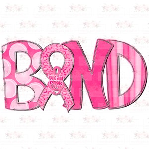 Band Pink Cancer Awareness Ribbon digital design| PNG | Pink | Leopard l Digital Design | Instant Download