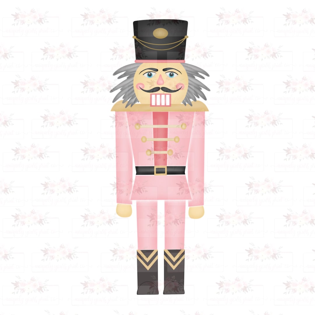 Pink and Gold Nutcracker Christmas Sublimation Printable Design Digital