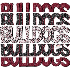 Maroon and Gray Bulldogs digital design | Hand drawn | Mascot Printable Stack | School Spirit | Digital Download | high school Mascot png |