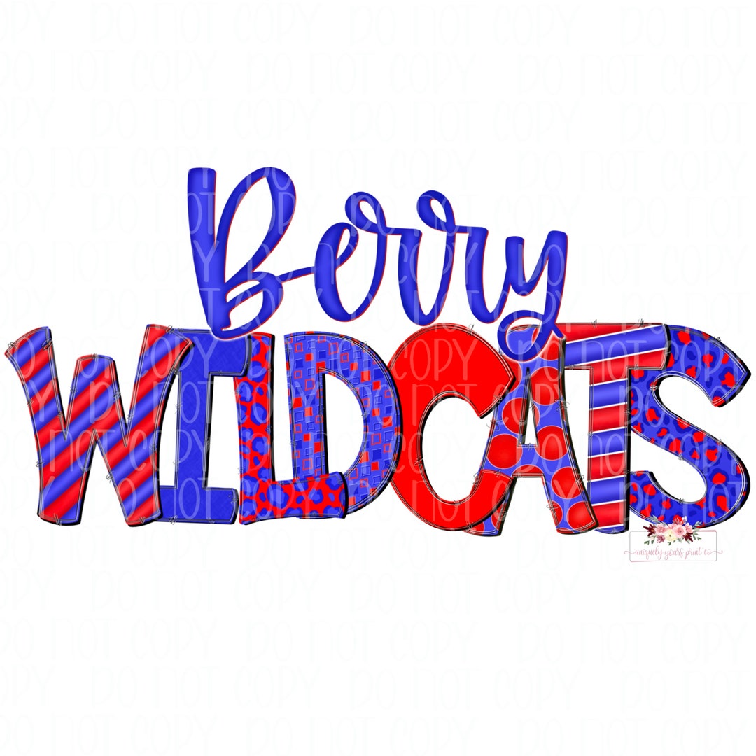 Red & Royal Blue Berry Wildcats Digital Design Download | Hand Drawn ...