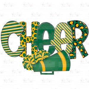 Green & Gold Cheer Design | Hand drawn | PNG | Sublimation | Digital Download | Allstar Cheer | Cheer Comp