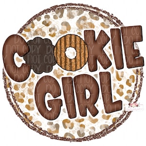 Design digitale Cookie Girl / glitter marrone e tintura per cravatta acquerello arcobaleno / leopardo / glitter / disegnato a mano / design stampabile / biscotto brownie