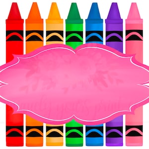 Crayons digital design with name plate | PNG | Instant Digital Download | Sublimation Design | Back to School | Printable | hand drawn