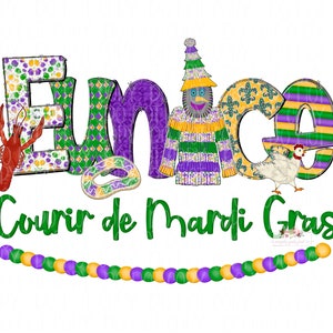 Eunice Mardi Gras Diseño digital / Courir de Mardi Gras / Cajun Mardi Gras png / Dibujado a mano / Sublimación / Luisiana / Descarga instantánea