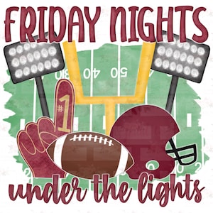 Maroon & Gold Football Digital Design | Friday Nights Football field PNG | Hand drawn | Sublimation | Digital Download |