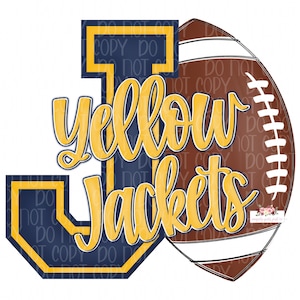Yellow Jackets football digital design | Navy Blue and Yellow Gold| Hand drawn | School Spirit | Digital Download | jackets fan |