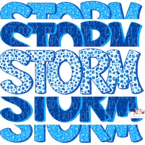 Storm Digital Design / Royal Blue y Carolina Blue Storm Mascot / Stacked cheetah tie dye & Leopard / descarga instantánea / Dibujado a mano / PNG /