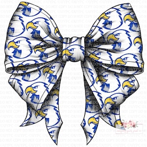 Eagles Coquette Bow Digital Design | Royal Blue Gray White on white| Stacked cheetah tie dye | Digital Download | Hand Drawn | PNG
