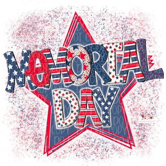 Patriotic Printable | Memorial Day digital design | patriotic PNG | hand drawn | USA | Sublimation