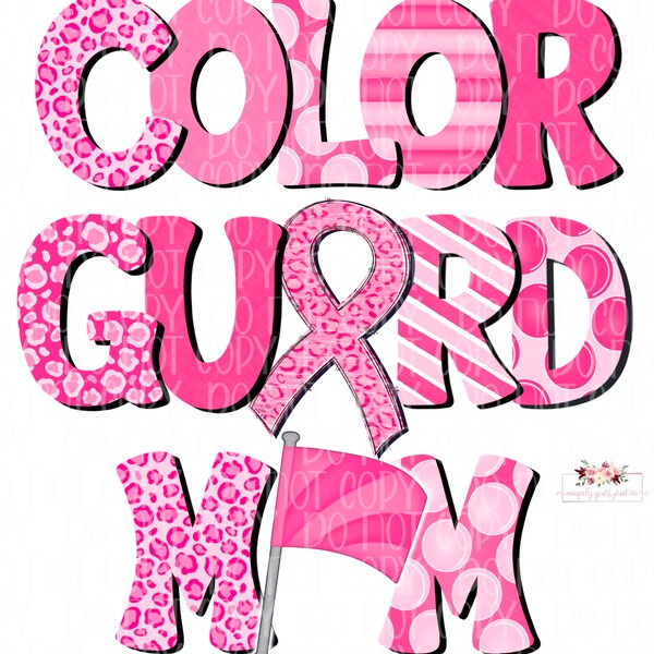 Color Guard Mom Pink Cancer Awareness Ribbon digital design| PNG | Pink | Leopard l Digital Design | Instant Download