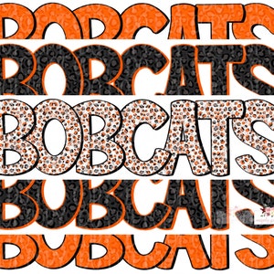 Black & Orange Bobcats digital design | Hand drawn | Mascot Printable Stack | School Spirit | high school Mascot png