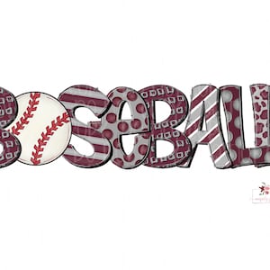 Maroon and Gray Baseball Digital Design Download | Hand drawn | PNG | Sublimation | Printable Download