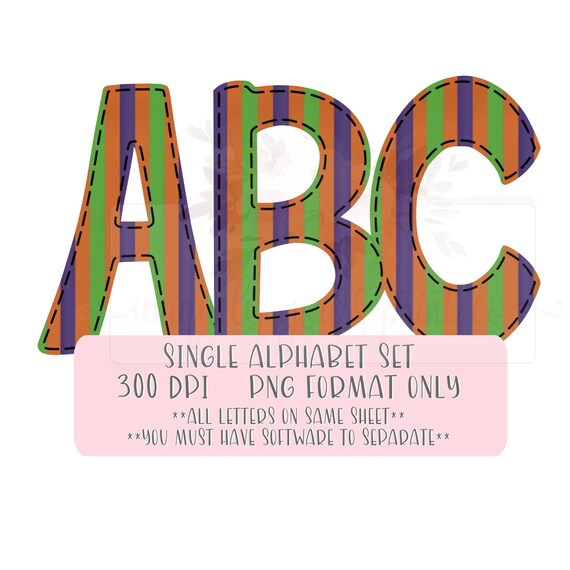 halloween single alphabet hand drawn printable png etsy