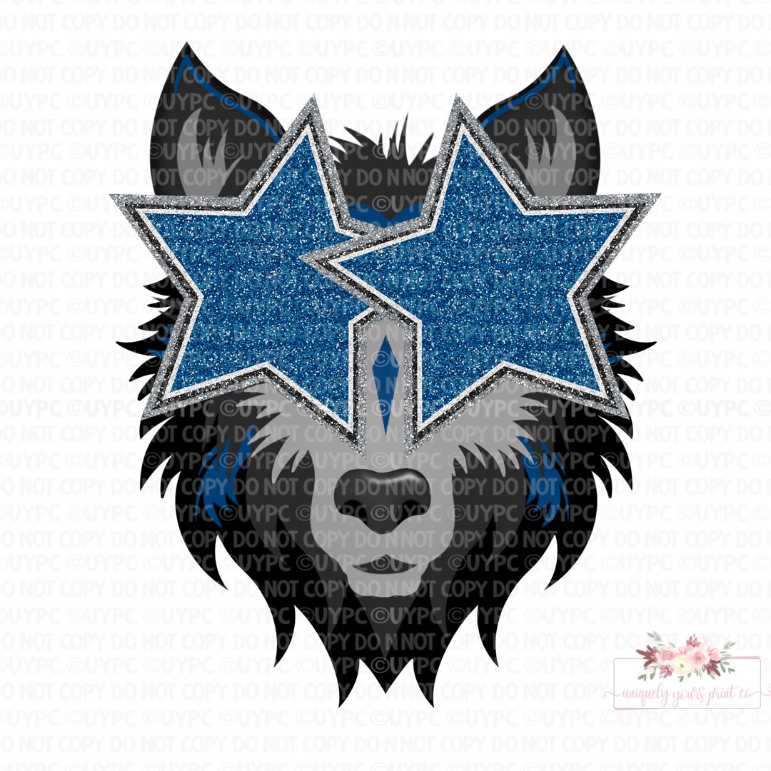 Preppy Timberwolves Mascot PNG | Blue and Black School Spirit ...