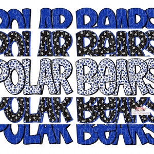 Royal Blue & Black Polar Bears digital design | Hand drawn | Mascot Printable Stack | School Spirit | high school Mascot png