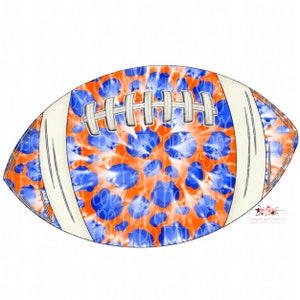 Fel oranje en koningsblauw Cheetah Tie Dye voetbal Digitaal ontwerp | Met de hand getekend | PNG | Sublimatie | Afdrukbare download |