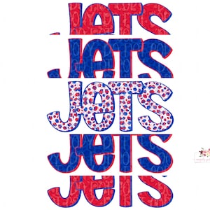 Jets Digital Design | Red and Royal Blue Jets School Mascot | Stacked cheetah tie dye & leopard | Digital Download | Hand Drawn | PNG |