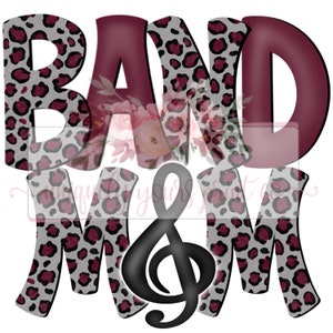 Maroon Gray and Black leopard band Mom Doodle | Hand drawn | PNG | Sublimation | Digital Download |band Mom