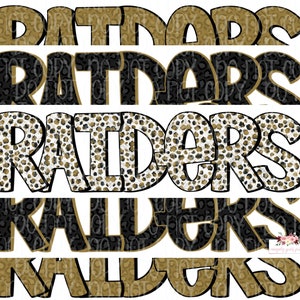 Raiders Stacked Digital design download | Black and Gold | Hand drawn | School Spirit | printable design Download |