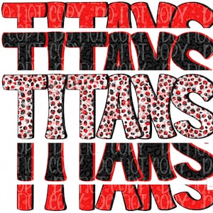Titans Digital Design | Black and Red Titan Mascot | Stacked cheetah tie dye & leopard | Digital Download | Hand Drawn | PNG |