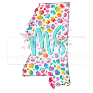 Mississippi leopard tie dye state doodle | Hand drawn | Sublimation | Digital design Download | PNG |