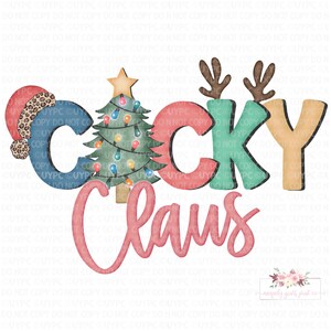 Christmas Cacky Claus digital design | PNG | Reindeer Christmas tree Leopard Santa hat | Printable | Instant Download | Hand Drawn