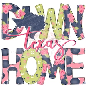 Down Home Texas floral doodle | State Pride digital design | Hand drawn | instant digital Design download | Sublimation | PNG