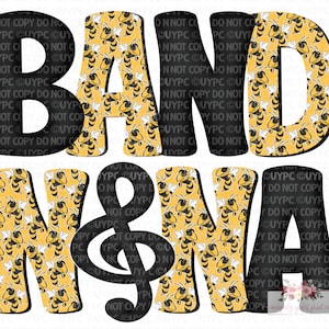 Band Nana digital design | Black & Yellow Gold Yellow Jackets Mascots | Hand drawn | PNG | Sublimation  | School Band Spirit